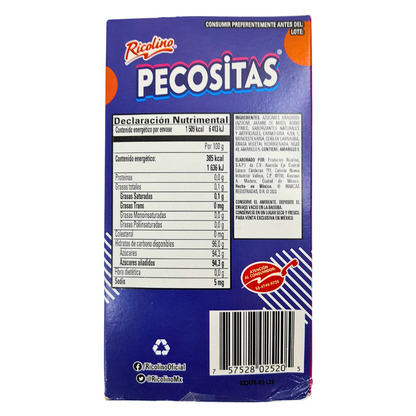 tubitos rellenos de caramelo contifitado acidulado pecositas de ricolino