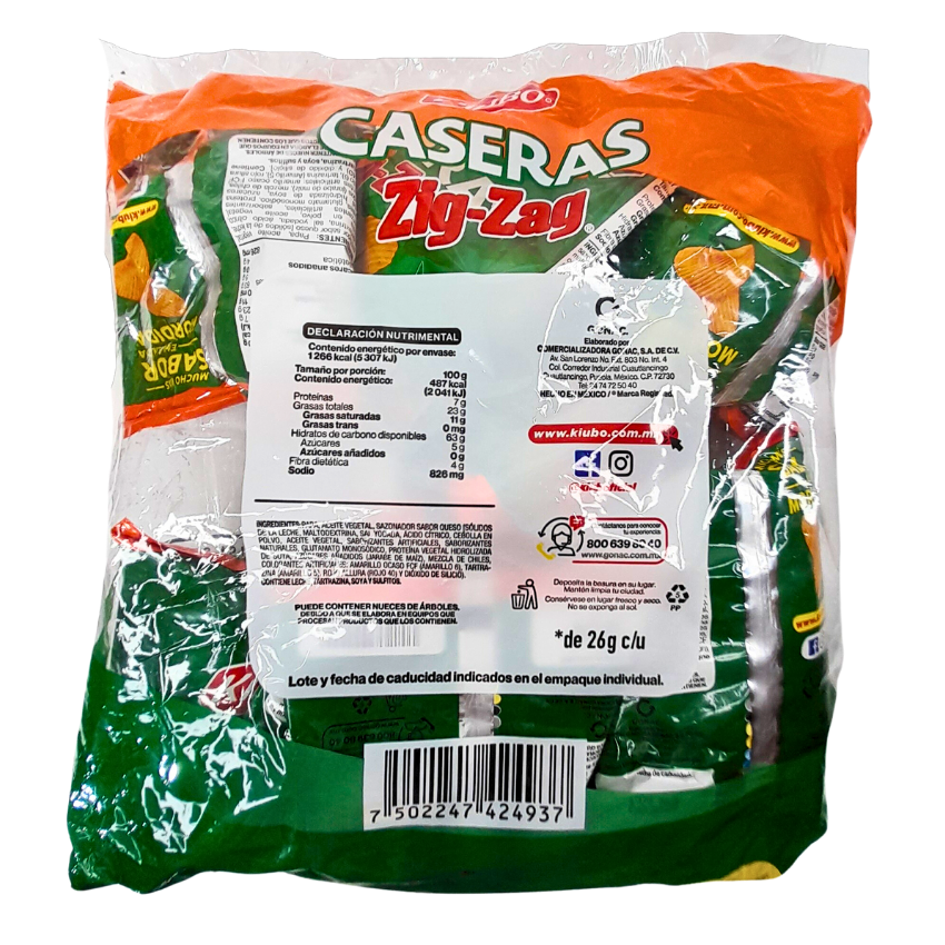 Kiubo Papas Caseras Zig-Zag Queso 10pz