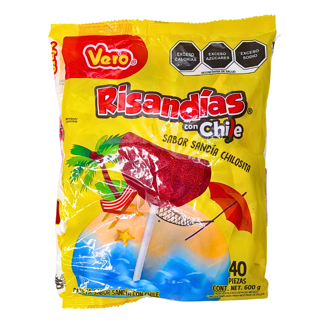 paleta de caramelo macizo sabor sandía y chile