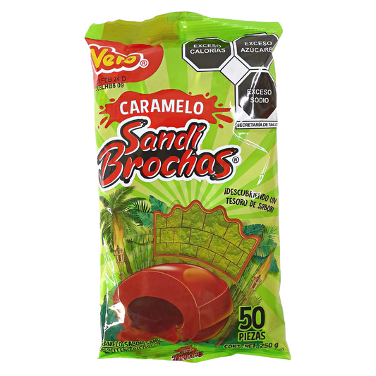 Caramelo sabor sandía relleno de jalea picosita sandi brochas vero