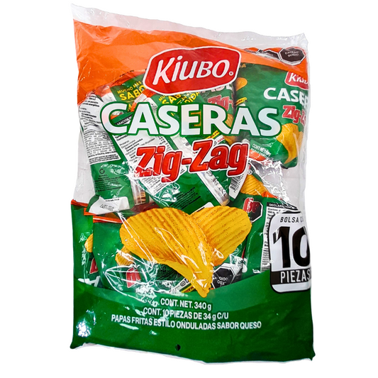 Kiubo Papas Caseras Zig-Zag Mega Queso 10pz