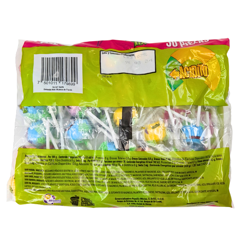 Paleta TixTix Grande 30pz | Sonrics | Dulcerías y Abarroteras Vázquez