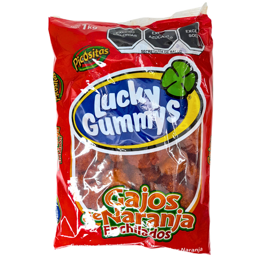 Goma de grenetina gajos de naranja enchilada lucky gummy