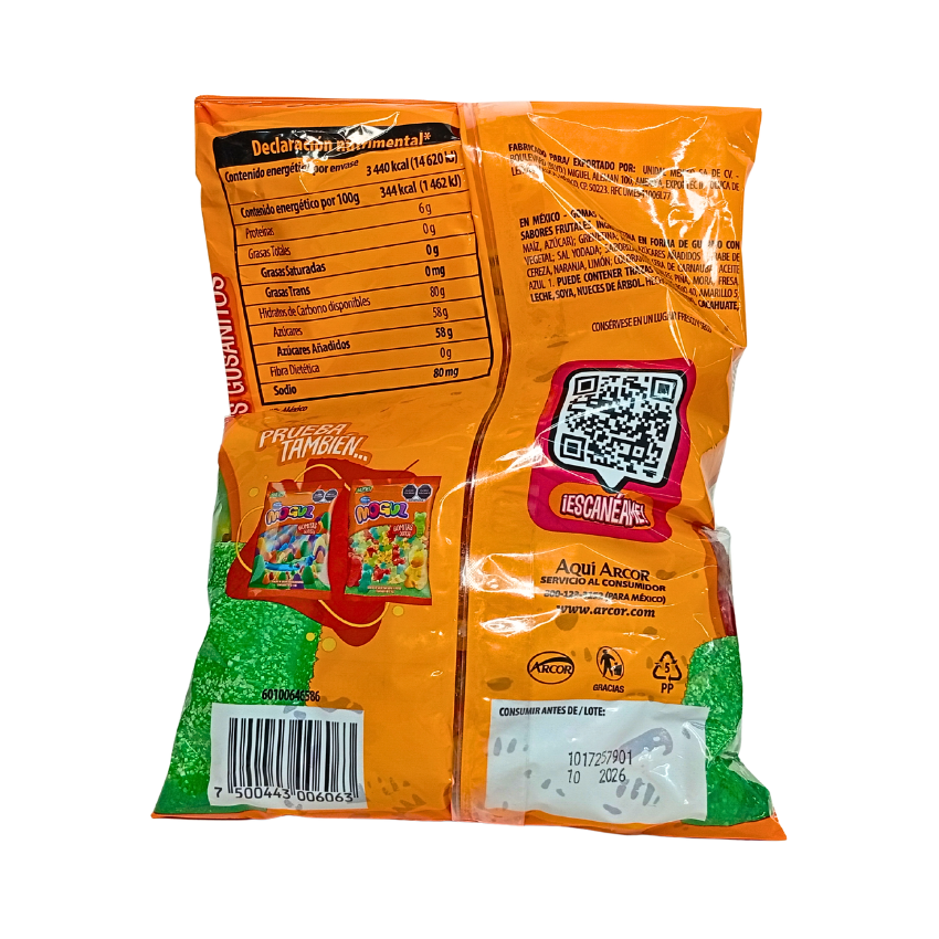 Arcor Mogul Gomita Gusanitos Frutales 1kg