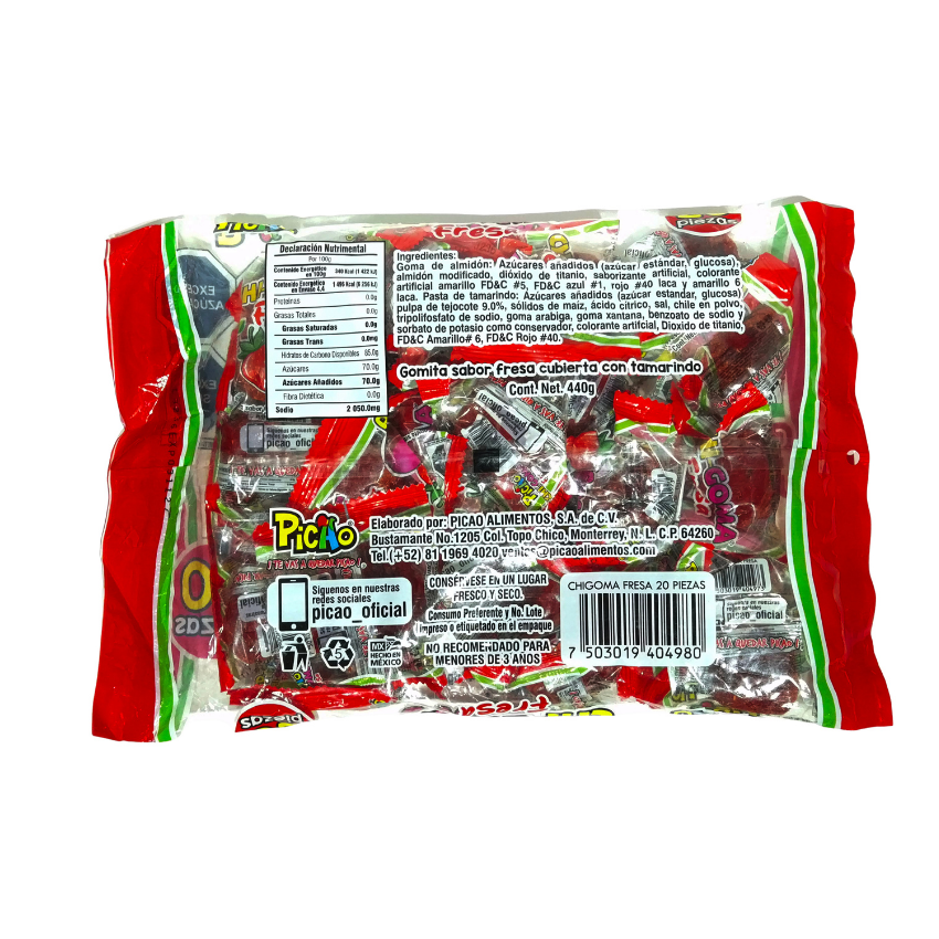 Picao Chi-Goma Fresa 20pz