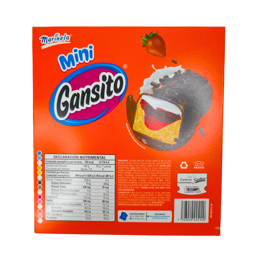 Marinela Pastelito Gansito Mini 8 Piezas