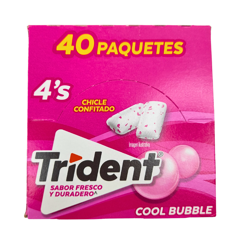 Adams Trident Cool Bubble 4’s Pack 40 Piezas