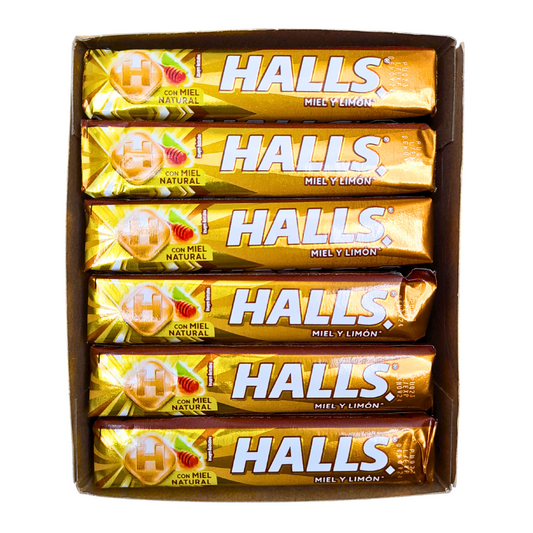 pastilla de caramelo macizo refrescante halls miel y limón adams