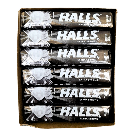 pastilla de caramelo macizo refrescante halls menta fuerte adams