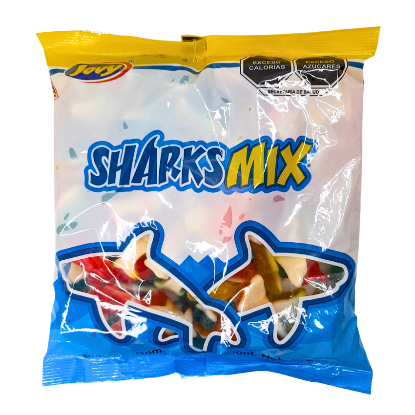 Gomitas de grenetina con sabores frutales acidulados sharks mix jovy