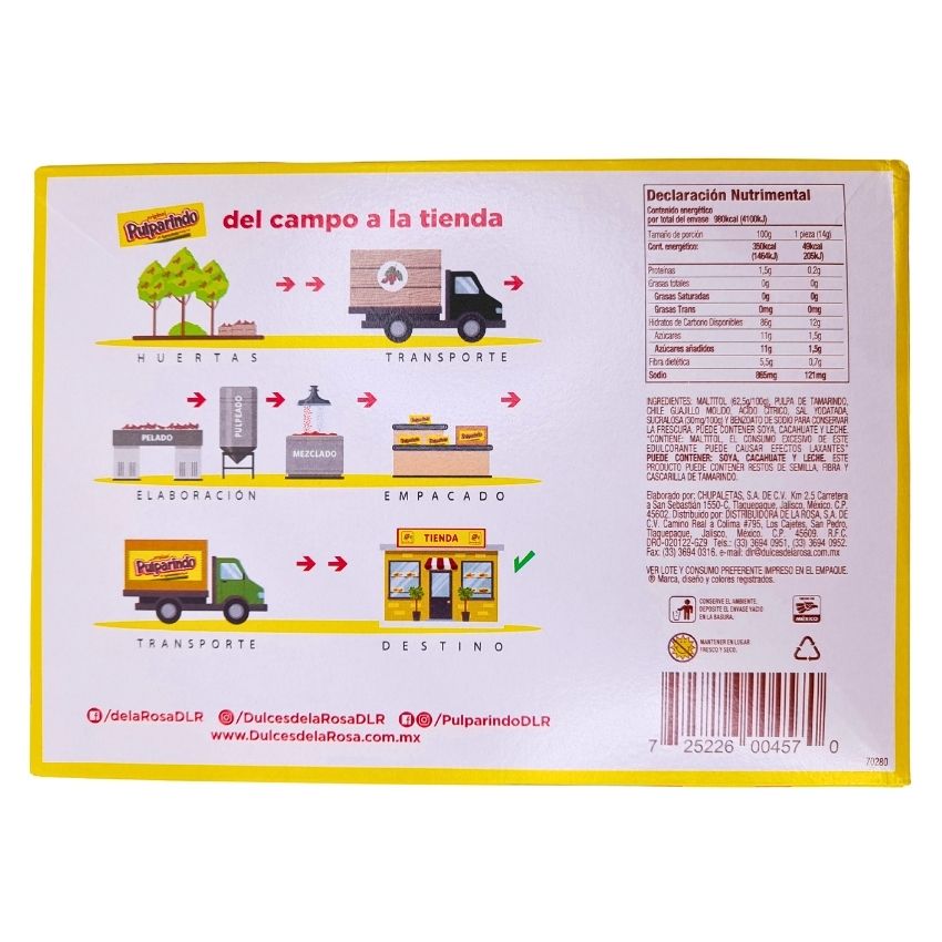 De la Rosa Pulparindo Sin Azúcar 20pz