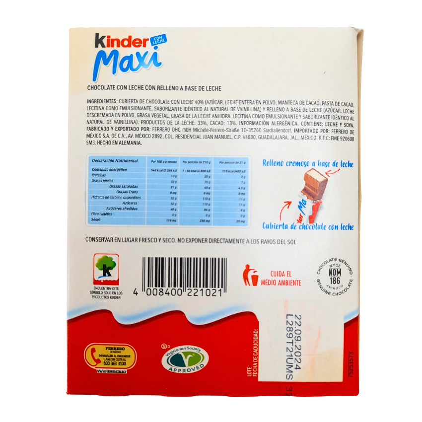 Ferrero Kinder Chocolate Maxi 10 Piezas