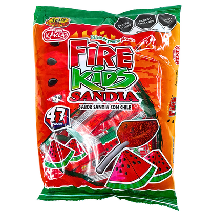 paleta de coma sabor sandía picante fire kids karla