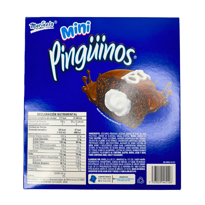 Marinela Pastelito Pingüinos Mini 8 Piezas