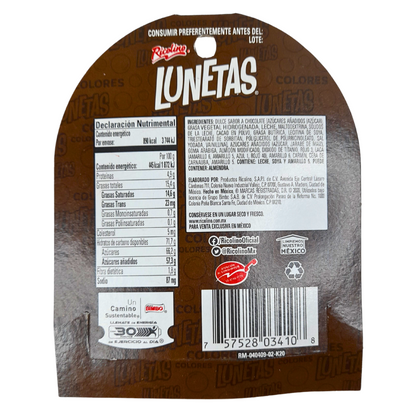 Ricolino Lunetas Chocolate Tira 10 Piezas