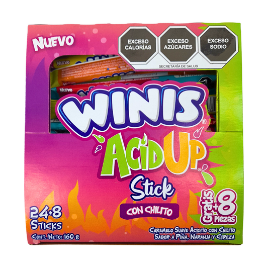 Winis Caramelo Acid-Up Stick Chilito 24pz