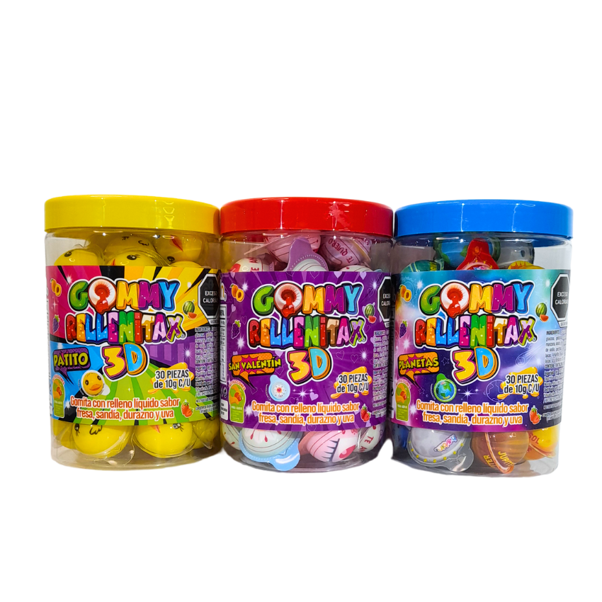 Hubin Gommy Rellenitax 3D 30pz 10g c/u