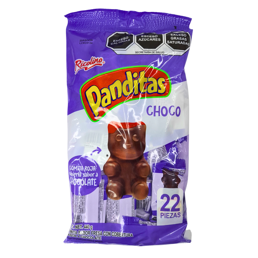 gomita panditas con sabor fresa cubiertas de chocolate 