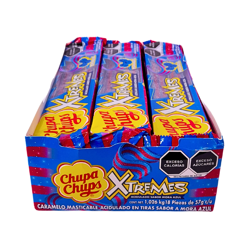 Chupa Chups Goma Xtremes Mora Azul 18pz