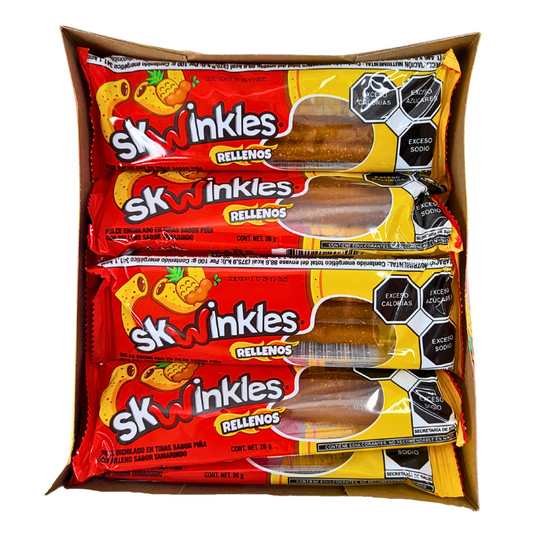 tiras de goma con sabores frutales cubiertas con chile en polvo skwinkles mars