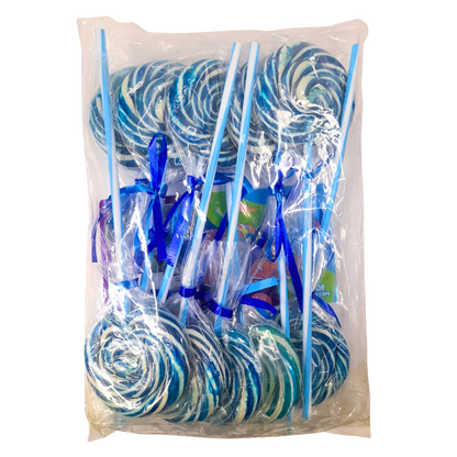 Dulces Camis Paleta Grande Trenzada Caramelo Azul 20pz