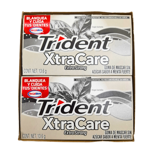 Adams Trident Xtra Care Menta Extra Strong 12 Piezas