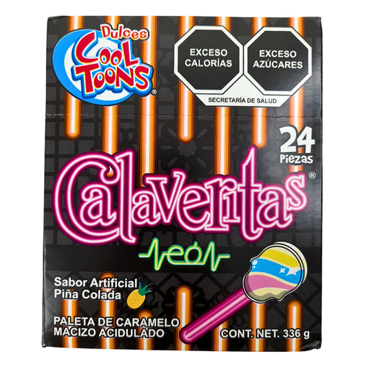 Cool Paleta Calaveritas Neón 24pz