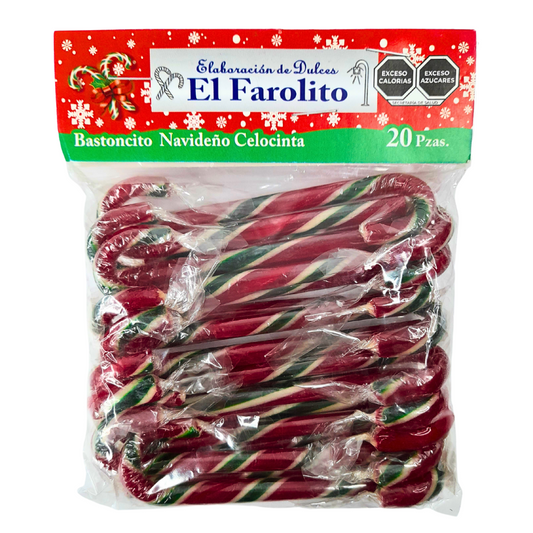 Bastón Caramelo Navideño Tricolor El Farolito 20pz