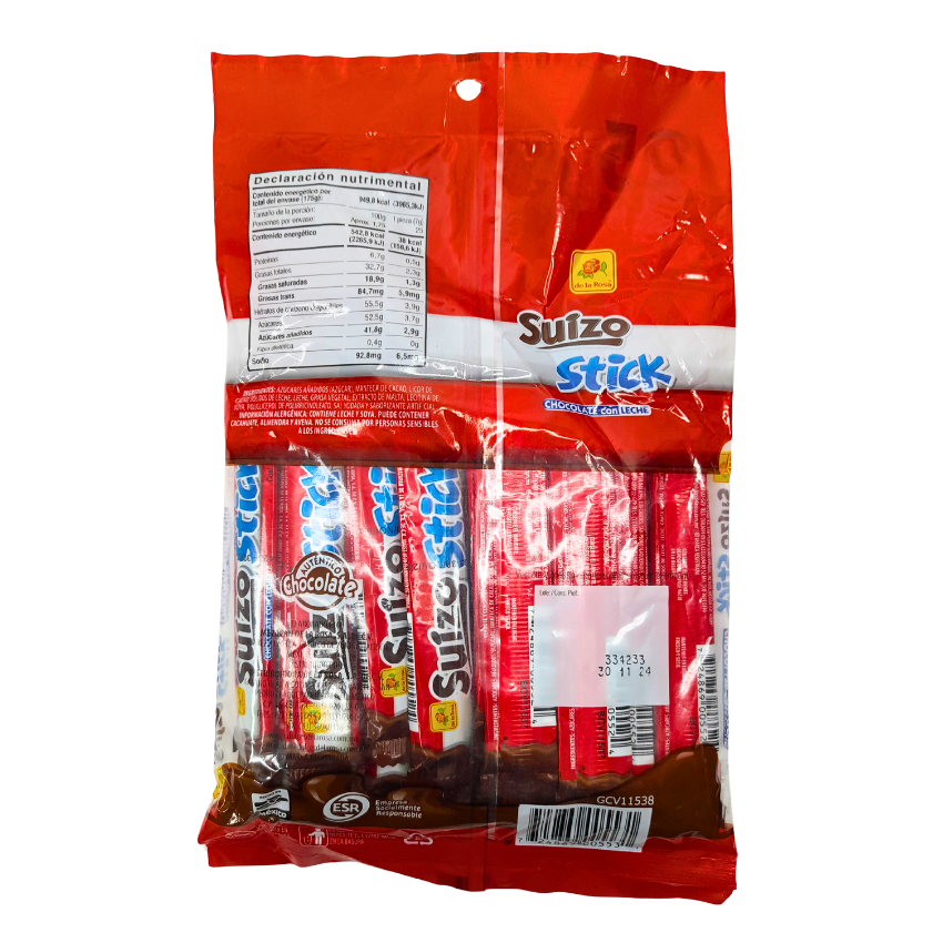 De la Rosa Chocolate Suizo Stick 25pz