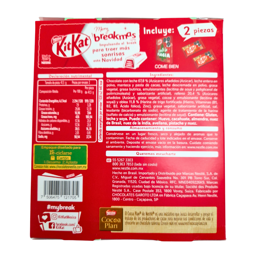 Nestlé Chocolate KitKat Regalo Navideño 2 Piezas 41.5gr