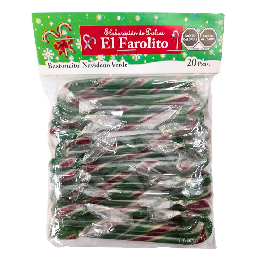 Bastón Navideño Verde | El Farolito | Dulcerías Abarroteras Vázquez ...