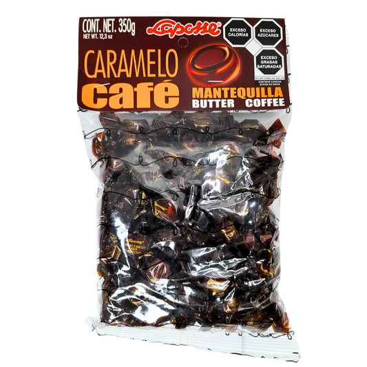 caramelo macizo refinado con sabor a mantequilla y café laposse