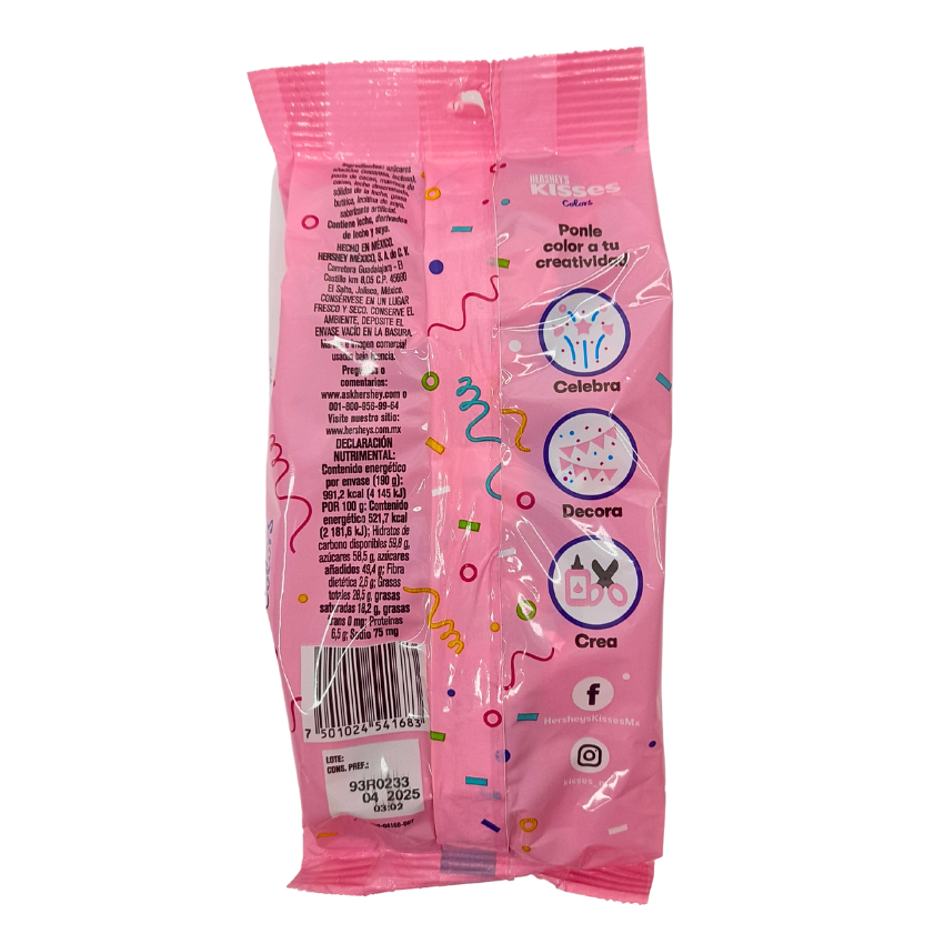 Hershey's Kisses Colors Pink Chocolate Con Leche 190gr