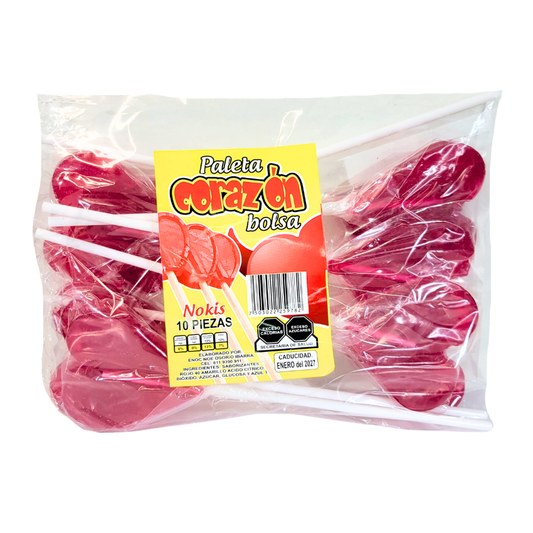 Nokis Paleta Corazón Grande 10 pz
