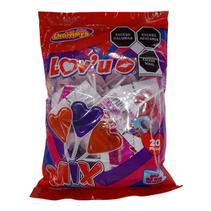 paleta caramelo macizo sabor fresa forma de corazon san valentin chompys