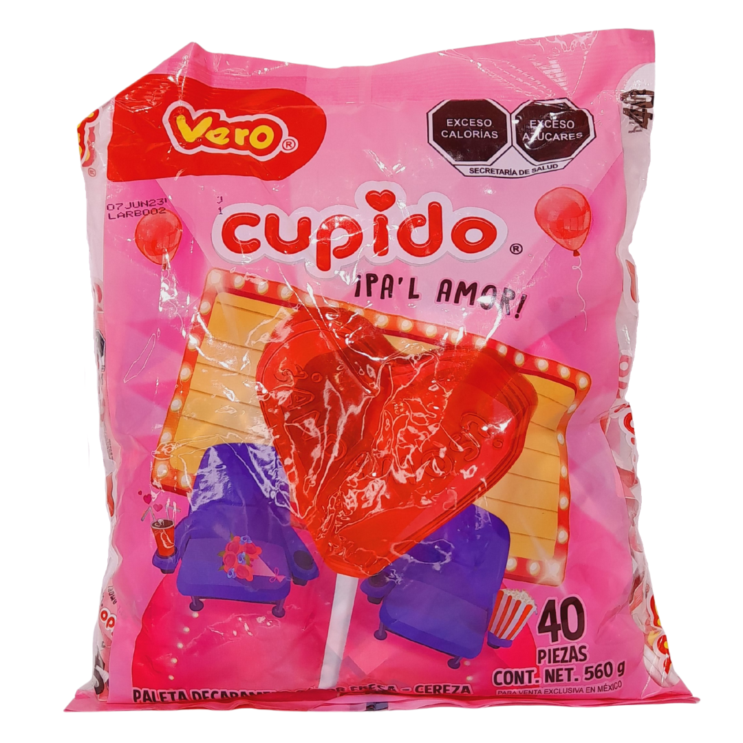 paleta caramelo macizo sabor fresa cupido vero san valentín