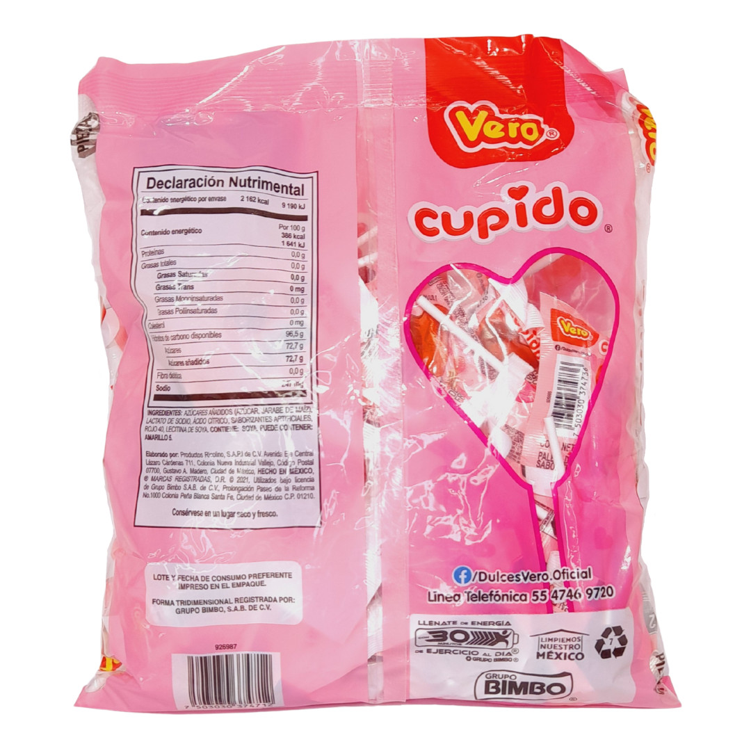 paleta caramelo macizo sabor fresa cupido vero san valentín