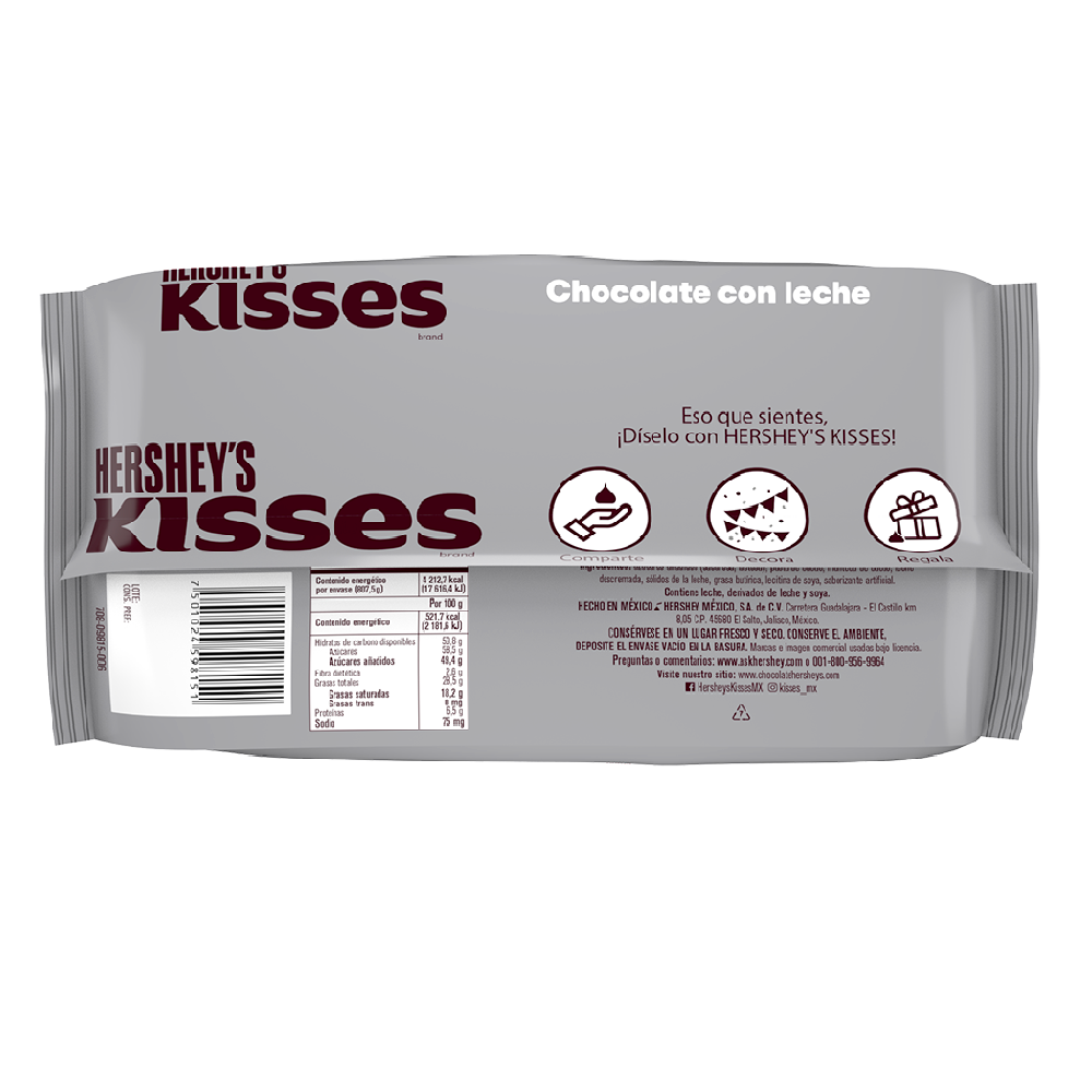 Chocolate con leche kisses hersheys 