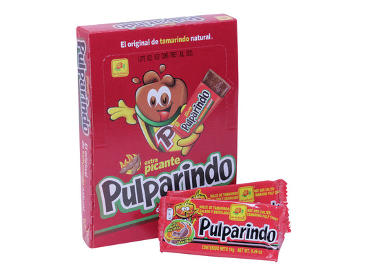 Pulparindo Original Extra Picante Caja con 20 Piezas