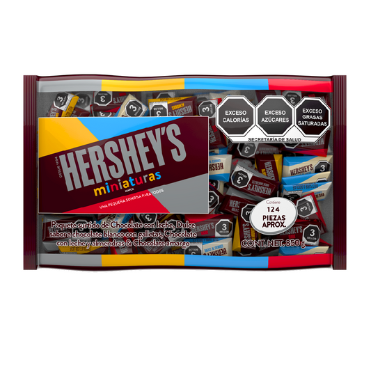 Chocolates miniatura hersheys surtido leche, dark, almendra y cookies 