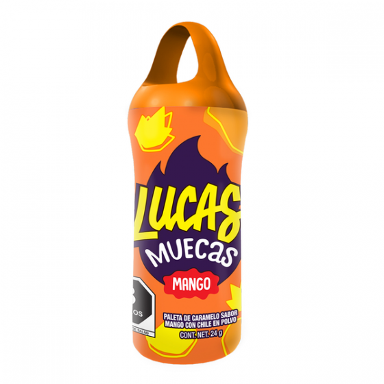 paleta de caramelo macizo con polvo picante lucas muecas de mars