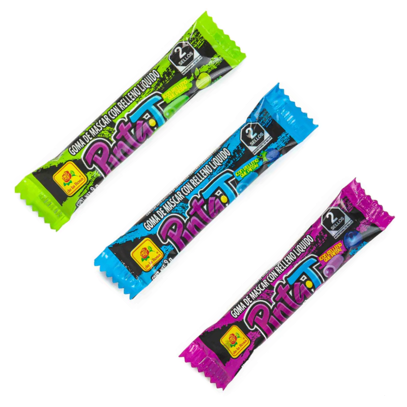 chicle con jalea entintada sabor mannzana frambueza y mora azul